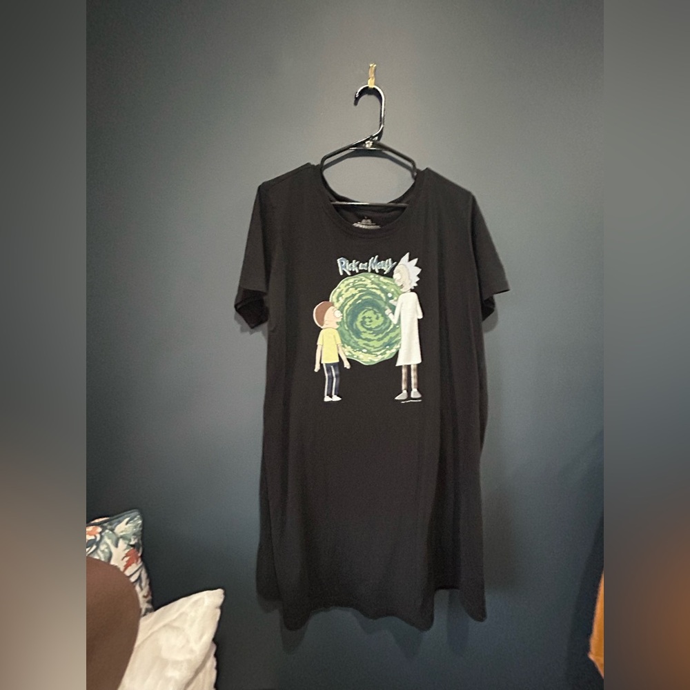 Rick and Morty Black T-Shirt Dress , size Large